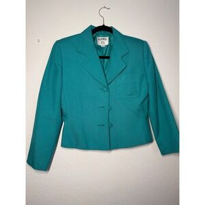 Kasper ASL petite size 6 P teal turquoise coat